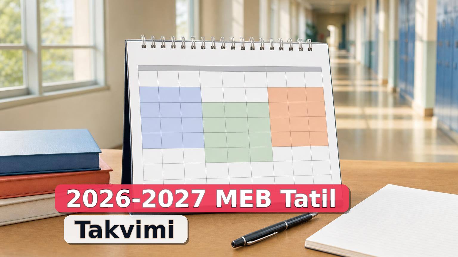 2026-2027 MEB ara tatil ve yarıyıl tatili dönemlerini simgeleyen işaretli akademik takvim