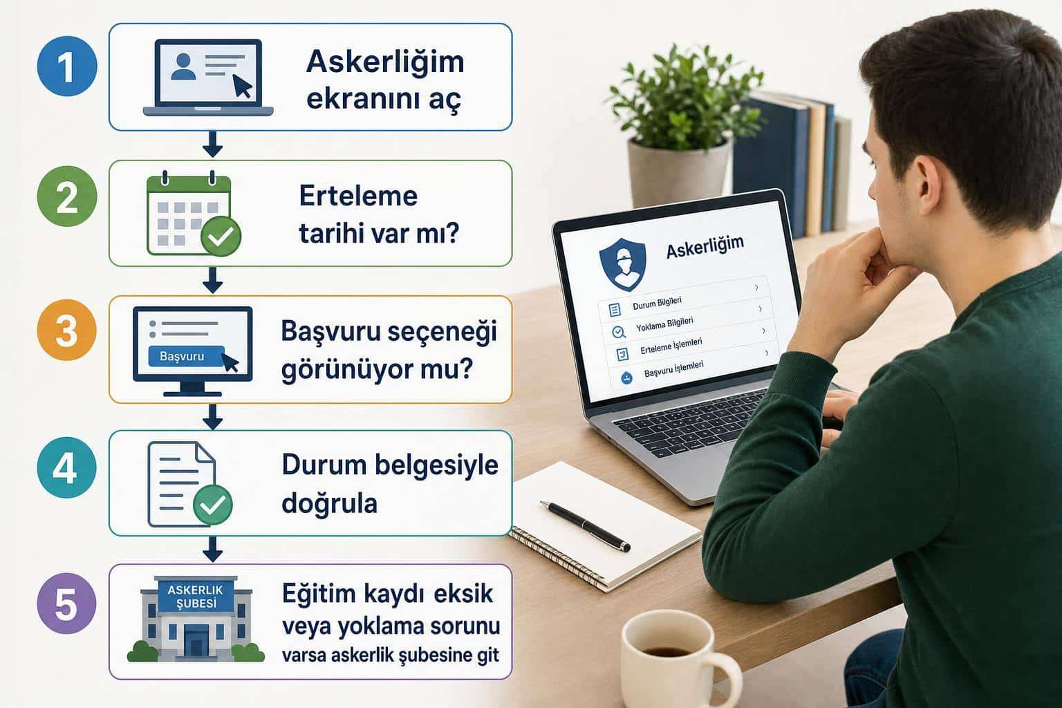 Askerlik Tecili Nasıl Yapılır? Öğrenci, Mezun ve Çalışanlar İçin e-Devlet Kontrol Rehberi 2 askerlik tecil nasıl yapılır hakkında görsel özet