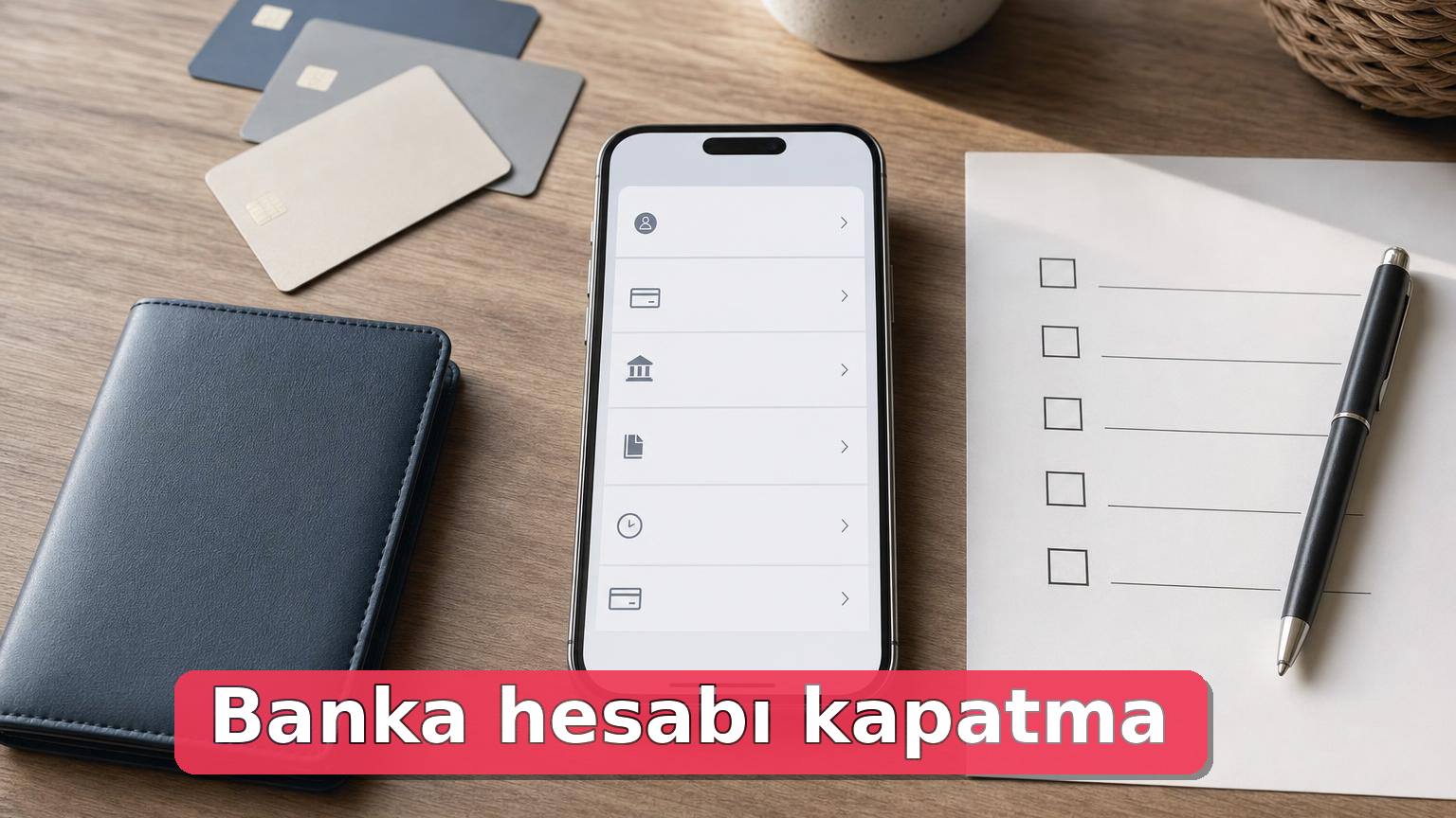 Banka hesabı kapatma öncesinde mobil uygulama, form ve kontrol listesi