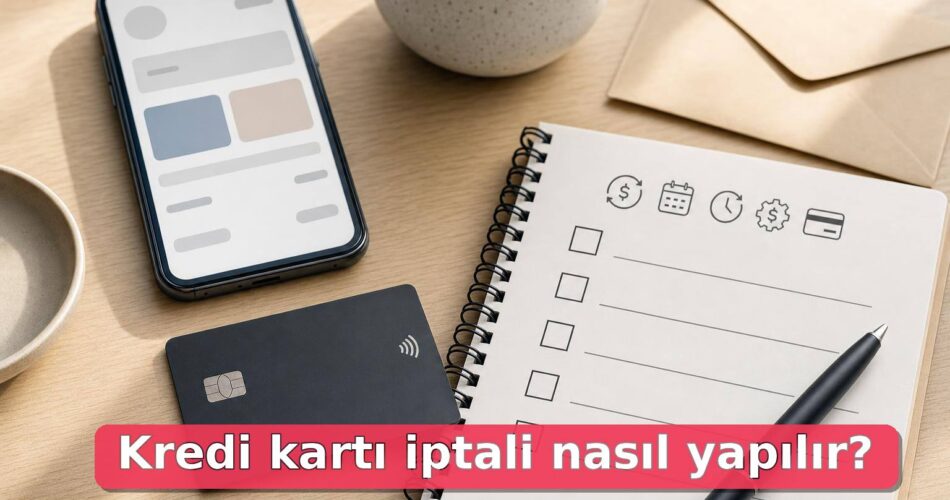 Kredi kartı iptali öncesinde borç ve taksit kontrolünü gösteren masa düzeni