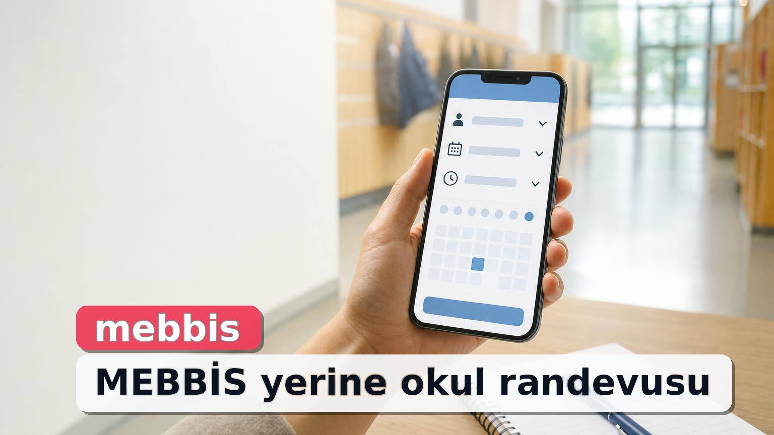 Velinin telefondan öğretmen görüşmesi için okul randevusu seçtiği gerçekçi sahne