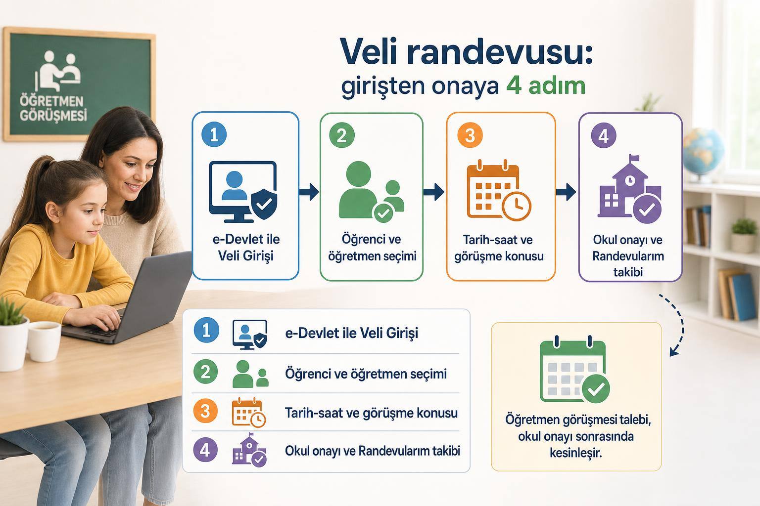 MEB Okul Randevu Sistemi: Öğretmen Görüşme Randevusu Nasıl Alınır? 2 mebbis hakkında görsel özet