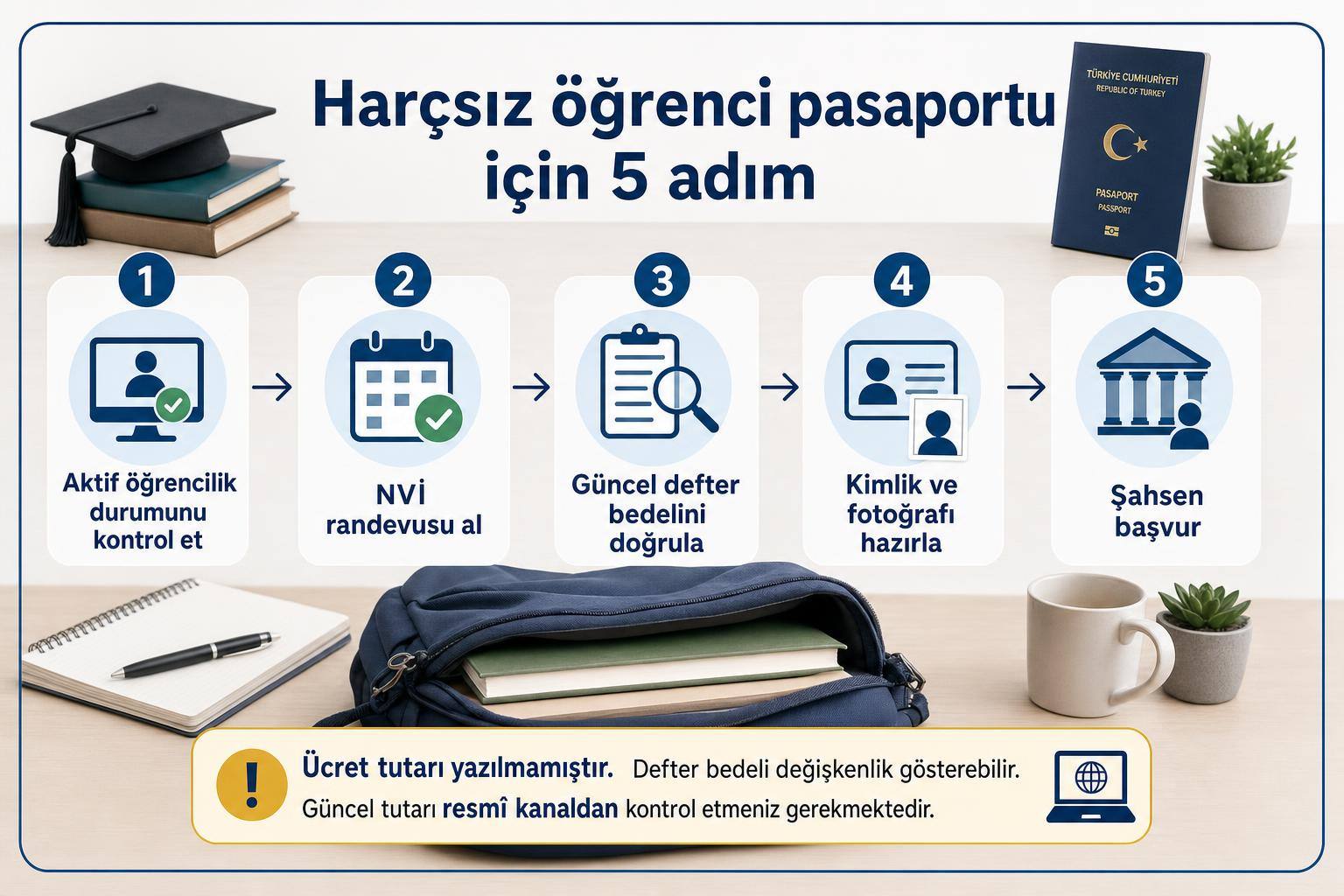 Öğrenci Pasaportu Harçsız Nasıl Alınır? Yaş Sınırı, Defter Bedeli, Randevu ve Belgeler 2 öğrenci pasaportu harçsız nasıl alınır hakkında görsel özet