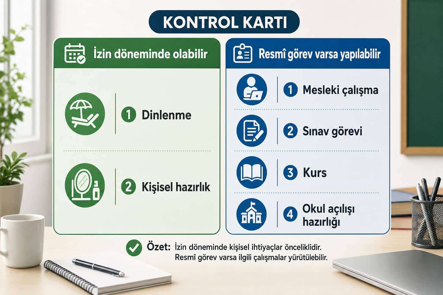 Öğretmenler Yaz Tatilinde Ne Yapar? Mesleki Çalışma, Hazırlık ve İzin Süreci 2 bir öğretmen üç ay yaz tatili boyunca ne yapar hakkında görsel özet