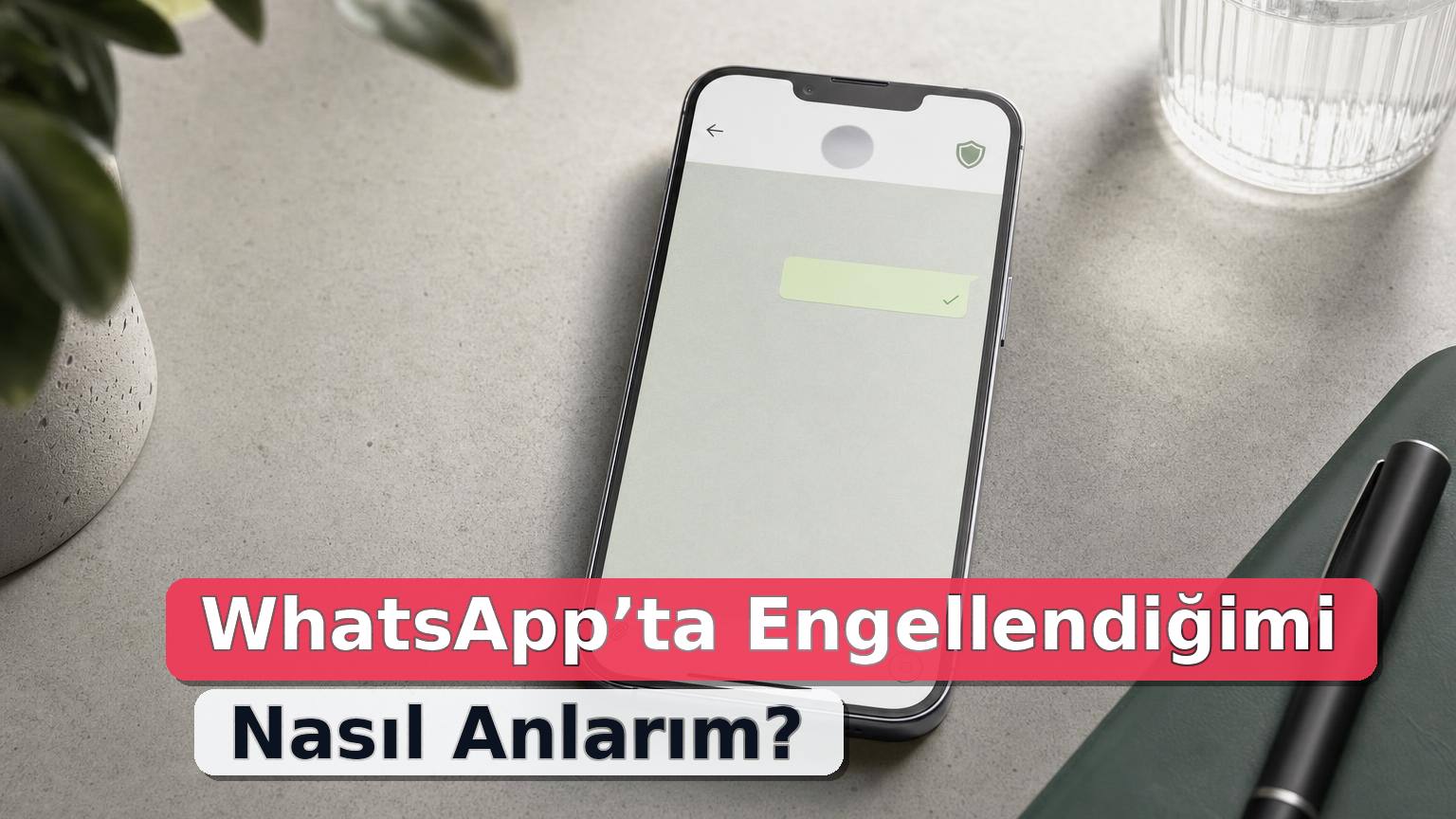 Tek gri tik ve gizlilik simgesi görünen markasız sohbet ekranı