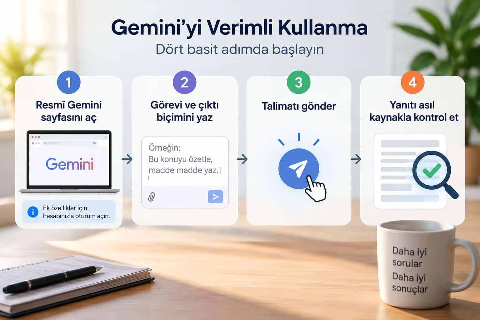 Gemini’da ilk sohbet için erişim, talimat, gönderme ve doğrulama adımları